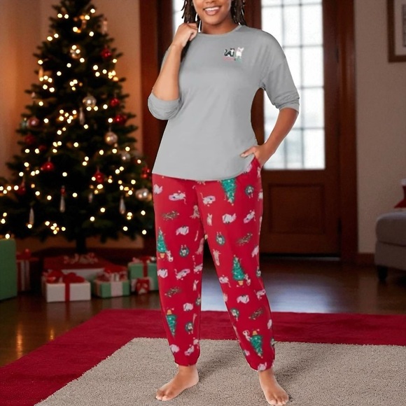 NWT Joyspun 2X cats & dogs Christmas PJ set - Picture 1 of 10